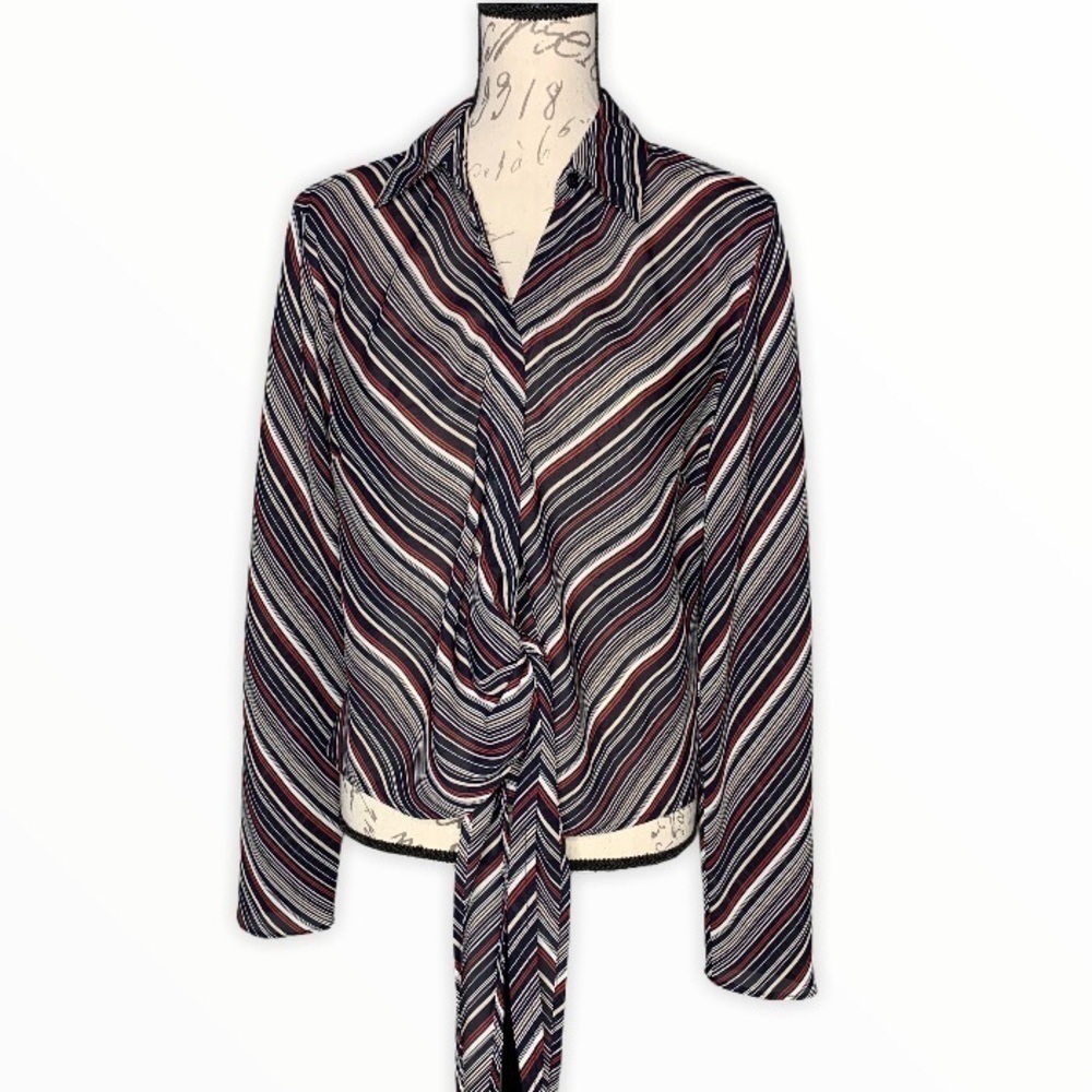 Emma James Stripped Front Tie Blouse